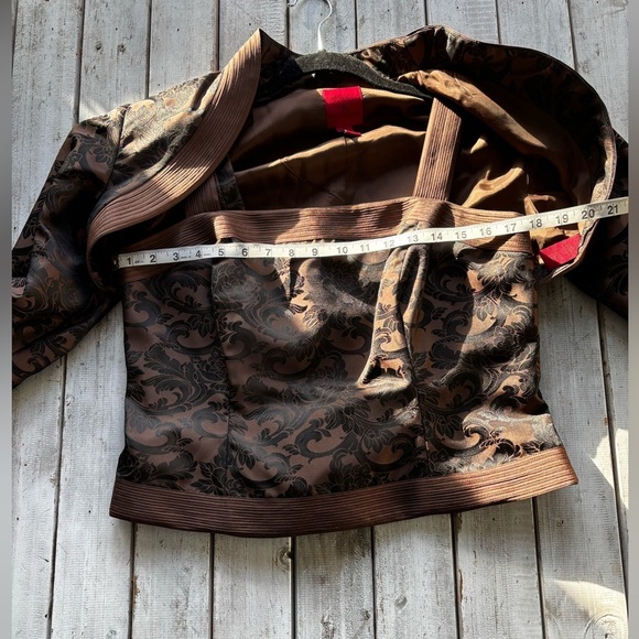 JS Collections | structured | tank | bronze | floral | shrug | jacket 12 - Picture 5 of 12